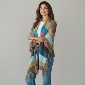 Liz Claiborne sweater wrap. Perfect condition. Large. Fringe front and back.